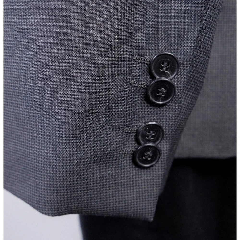 BOSS Hugo Boss Suit Jacket Sport Coat Blazer Sz 40R Houndstooth Wool 2-Button